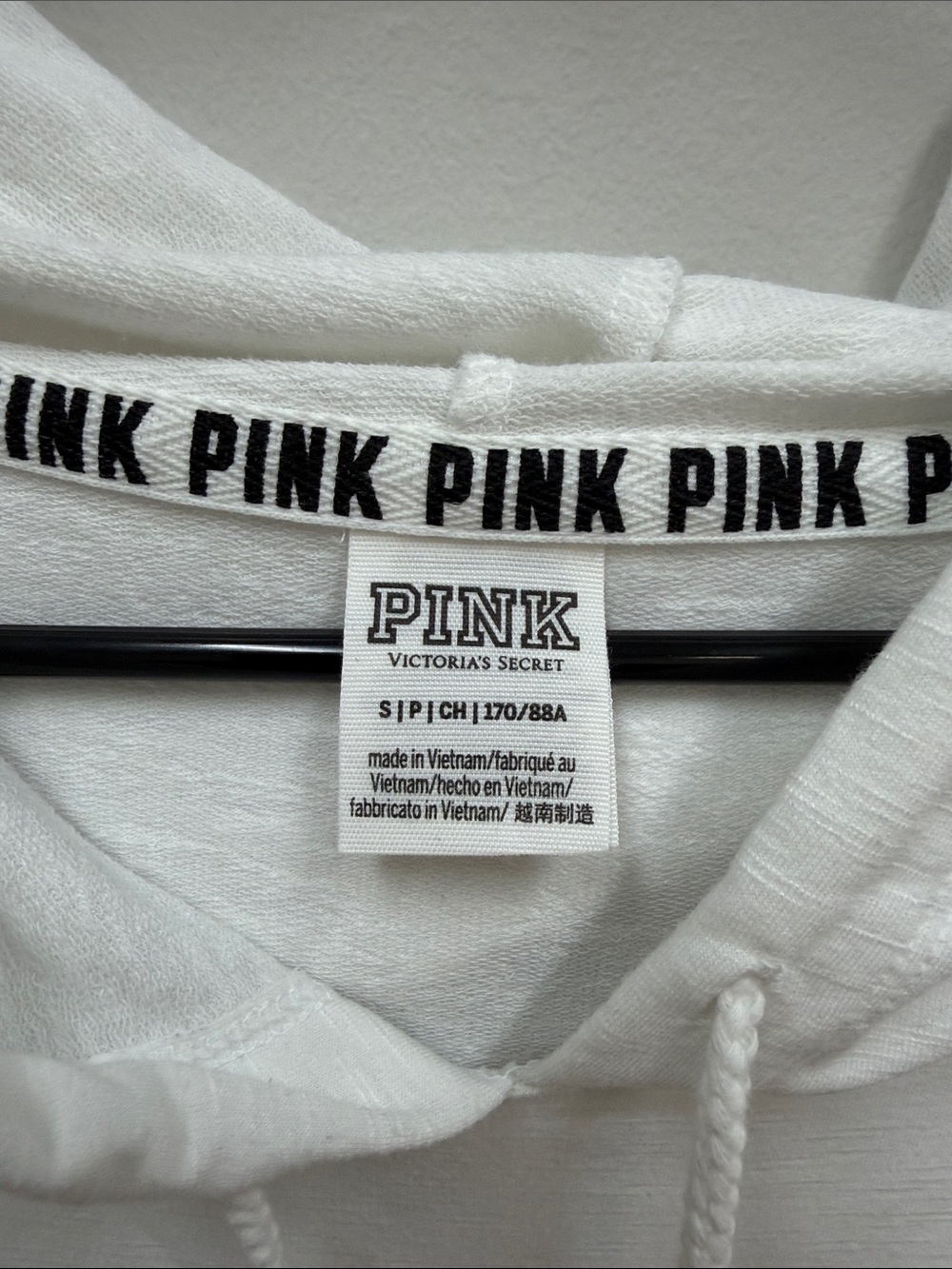 Victoria's Secret PINK Lightweight White Hoodie Sz Small! - Picture 3 of 7